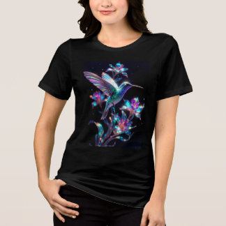T-shirt En Tri-matière Fleurs de cristal iridescent de colibri néon