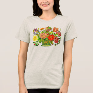 T-shirt En Tri-matière Fleurs d'été en panier, Art Vintage