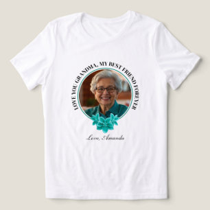 T-shirt En Tri-matière Flore Turquoise cadre grand-enfant à grand-mère Ph