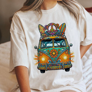 T-shirt En Tri-matière Fourgon Hippie Good Vibes Art Rétro Voyage