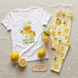 T-shirt En Tri-matière Fresh Vibes Lemon Smiles Watercolor Citrus Summer