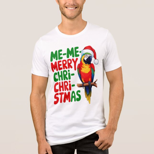 T-SHIRT  EN TRI-MATIÈRE FUNNY CHRISTMAS PARROT (Recto)