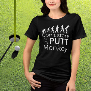 T-shirt En Tri-matière Funny Golf Evolution Ne regardez pas mon singe Put