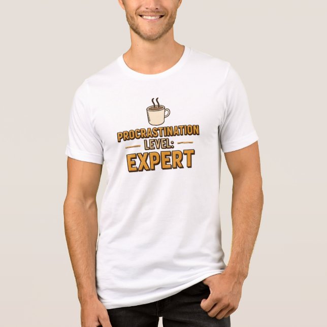 T-shirt En Tri-matière Funny "Procrastination Level Expert" (Recto)