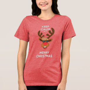 T-shirt En Tri-matière Gardez Le Calme Et Joyeux Rennes De Noël Vacance