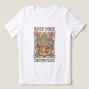 T-shirt En Tri-matière Gardez vos rêves en vie Rétro Boho Champignons & M