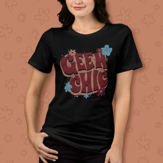 T-shirt En Tri-matière Geek Chic Lettré à la main Design de texte floral