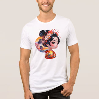 T-shirt En Tri-matière Geisha Portrait Unique Artistic Floral Beauty Desi