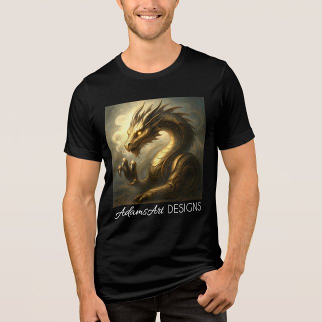 T-shirt En Tri-matière Golden Clockwork Dragon Fantasy Art  (Recto)