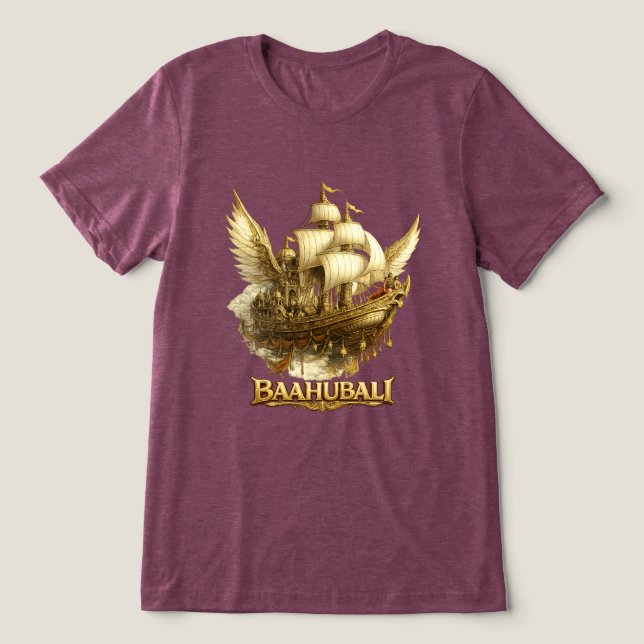 T-shirt En Tri-matière Golden Fantasy Flying Ship Art Bella+Canvas Tri-Bl (Design Recto)
