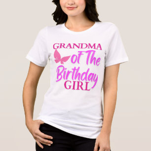 T-shirt En Tri-matière Grand-mère de la fille d'anniversaire famille rose