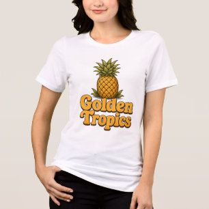 T-shirt En Tri-matière Graphiques Rétro Ananas Tropiques Dorés