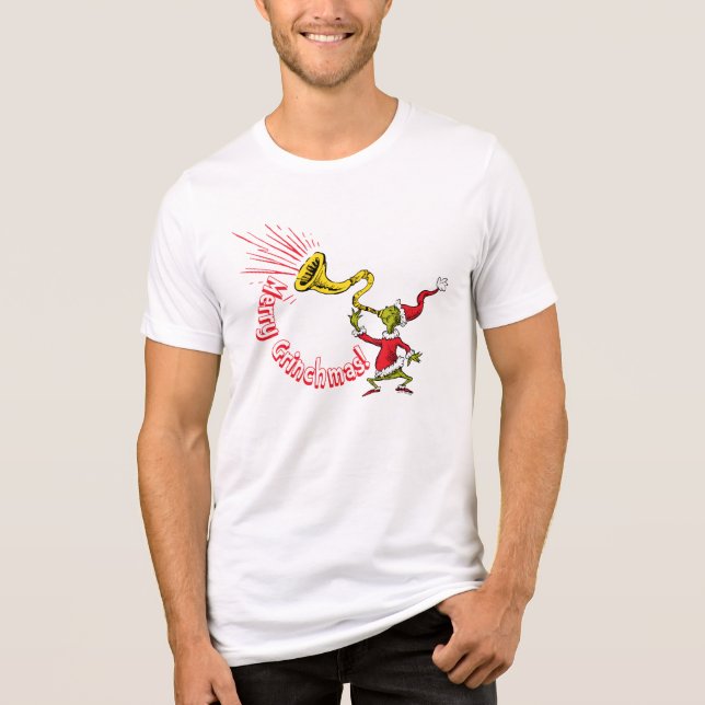 T-shirt En Tri-matière Grinch Blowing the Merry Grinchmas Horn (Recto)