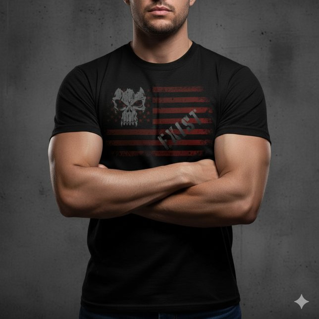 T-shirt En Tri-matière Grit & Patriotism Skull Flag Shirt | Tough Distres (Créateur téléchargé)