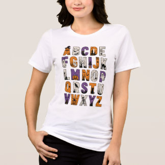 T-shirt En Tri-matière Halloween Alphabet T-Shirt, Spooky ABC Letters