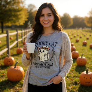 T-shirt En Tri-matière Halloween Éffrayant Chat Social Club Funny
