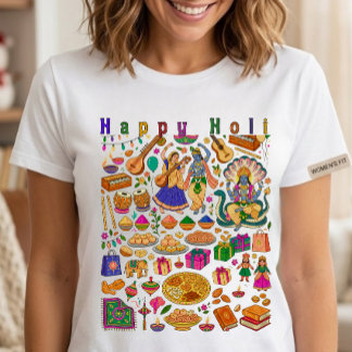 T-shirt En Tri-matière Happy Holi Festival Indien Traditionnel Coloré