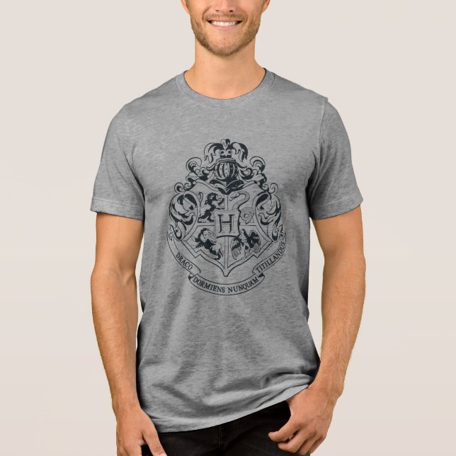 T-shirt En Tri-matière Harry Potter| Cimier de Poudlard - Noir et blanc (Recto)