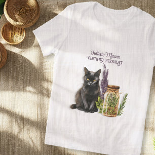 T-shirt En Tri-matière Herbaliste Noir Cat Herbe Jar
