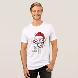 T-shirt En Tri-matière Hipster Christmas Giraffe   Vacances