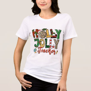 T-shirt En Tri-matière Holly Jolly Enseignant Noël Vacances Typographie