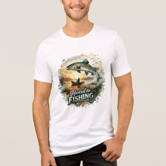 T-shirt En Tri-matière Hooked on Fishing Vintage Watercolor Fisherman Sun