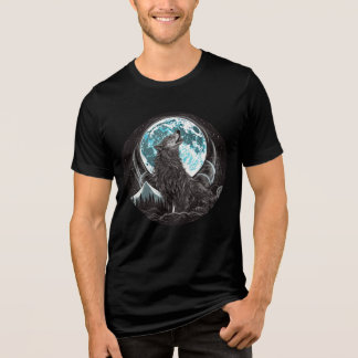 T-shirt En Tri-matière Howling Wolf and Blue Full Moon
