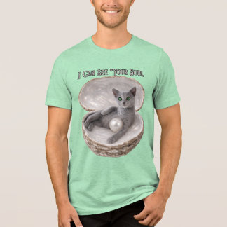 T-shirt En Tri-matière I Can See Your Soul Funny Russian Blue Cat Design