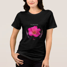 T-shirt En Tri-matière I Love You - Rose -Valentines Personnalisé