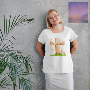 T-shirt En Tri-matière Il est ressuscité Matthieu 28:6 Croix chrétienne