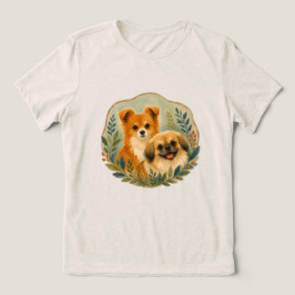 T-shirt En Tri-matière Illustration aquarelle de chien Pomchi et Pékinois