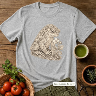 T-shirt En Tri-matière Illustration botanique de crapaud ancien et de fle