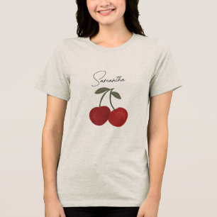 T-shirt En Tri-matière Illustration de deux cerises rouges   Art de fruit