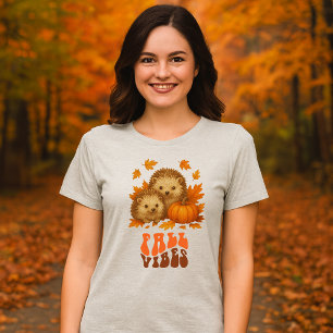 T-shirt En Tri-matière Illustration de Hérisson d'automne et script Vibes