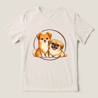 T-shirt En Tri-matière Illustration du duo de chiens Pomchi et Pékinois m