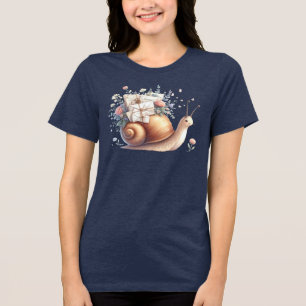 T-shirt En Tri-matière Illustration Floral Pastel du mignon Snail Mail