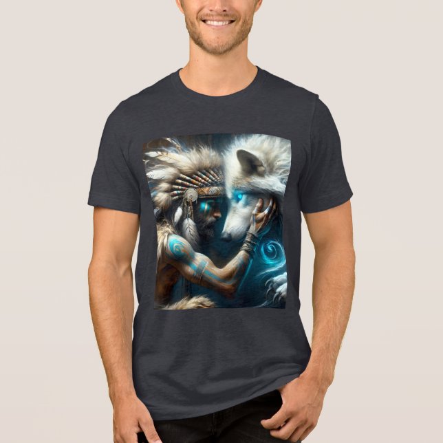 T-shirt En Tri-matière Imaginaire Homme mignon Accrocher Wolf (Recto)