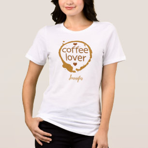 T-shirt En Tri-matière Impression de cerne de café et de cœurs amateur de