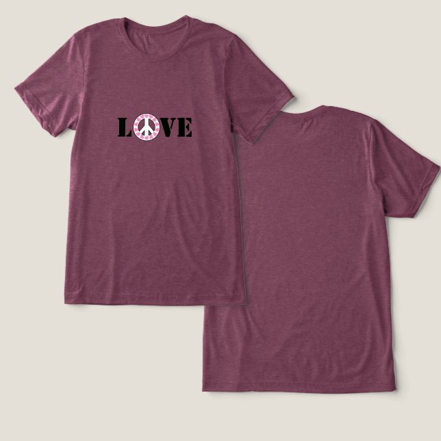T-shirt En Tri-matière Inspirationnel Pink Love Coeurs de paix (Design Recto & Verso)