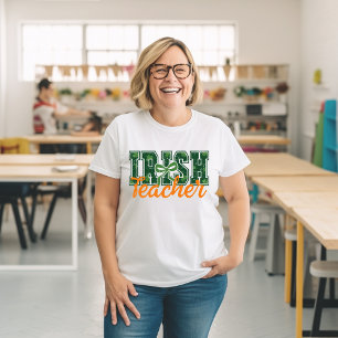 T-shirt En Tri-matière Irish College Type Green 4-Leaf Clovers Enseignant