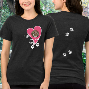 T-shirt En Tri-matière J'ai mon chat ici ! Photo personnalisée - foncé