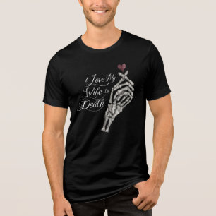 T-shirt En Tri-matière J'aime ma femme à la mort Skeleton Coeur main