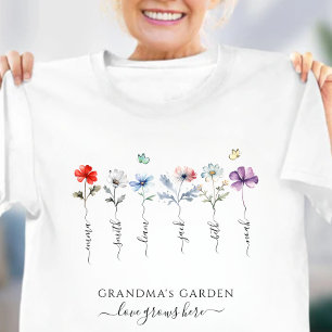 T-shirt En Tri-matière Jardin de grand-mère avec petits-enfants noms Aqua