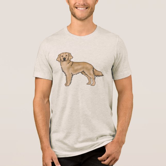T-shirt En Tri-matière Jaune Golden Retriever mignon dessin de chien (Recto)