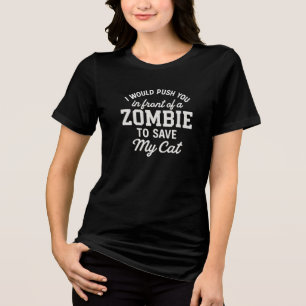 T-shirt En Tri-matière JE VOUS POUSSE devant un ZOMBIE POUR SAUVER