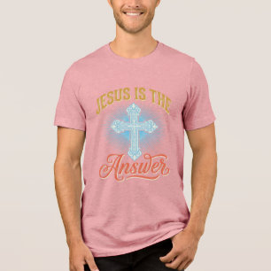 T-shirt En Tri-matière Jésus Est la Réponse Croix Chrétienne Conception V
