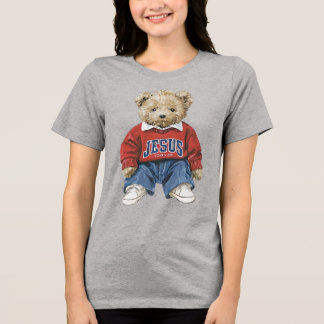 T-shirt En Tri-matière Jésus m'aime, ours en peluche