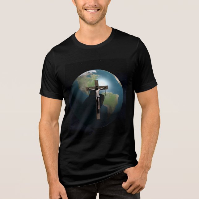 T-SHIRT  EN TRI-MATIÈRE JÉSUS SAUVE (Recto)