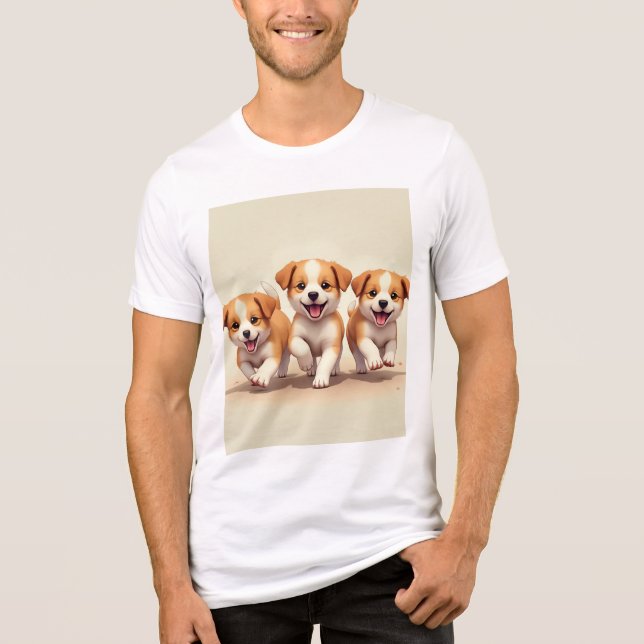 T-shirt En Tri-matière Joignez-vous à trois mignonnes chiots ! ! (Recto)