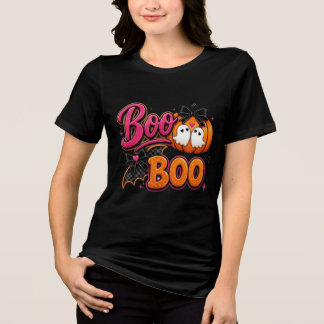 T-shirt En Tri-matière Joli Boo Boo Halloween Citrouille Féminine Rose